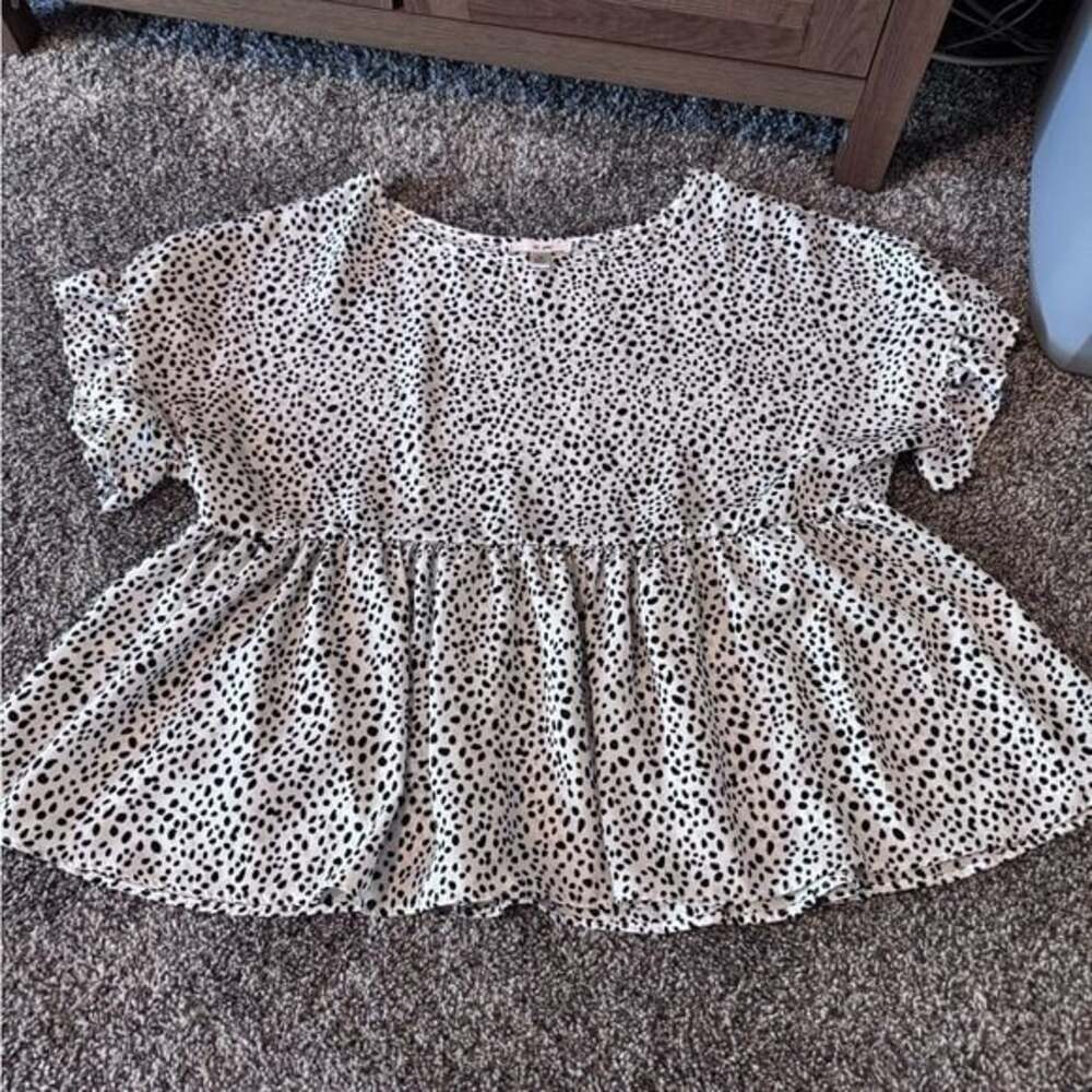 Polka Dot Babydoll Peplum Blouse